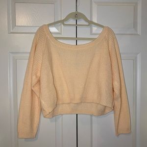 Plus Size Peach Sweater Crop Top by SHEIN